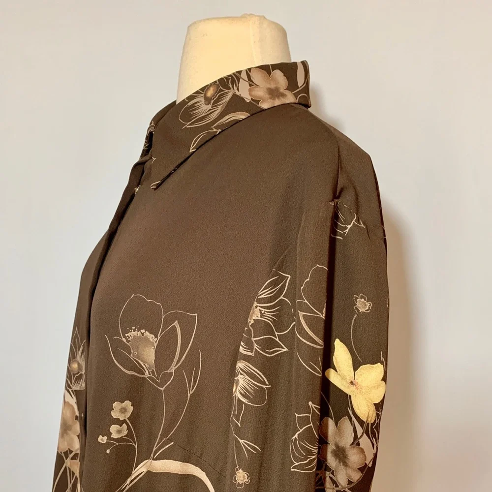 Vintage 1970's Brown Floral Blouse - Picture 5 of 12